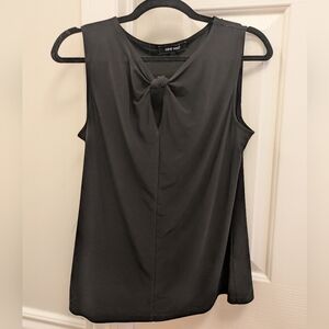 Nine West Sleeveless Black Knot-Neck Blouse